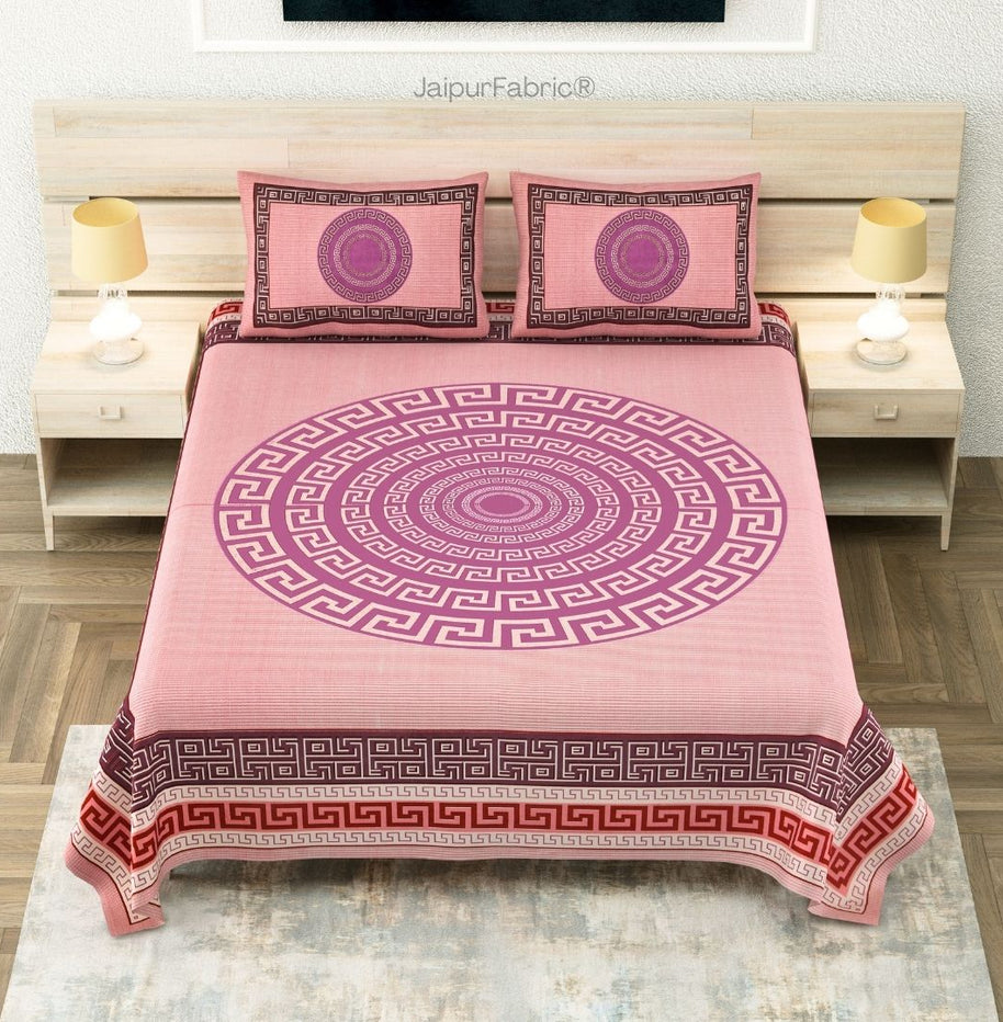 Pink Gemoetric Maze Pure Cotton King Size Bedsheet