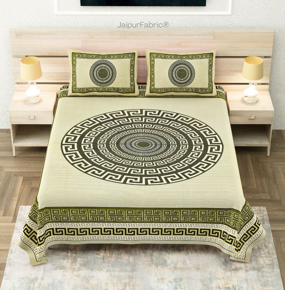 Green Gemoetric Maze Pure Cotton King Size Bedsheet