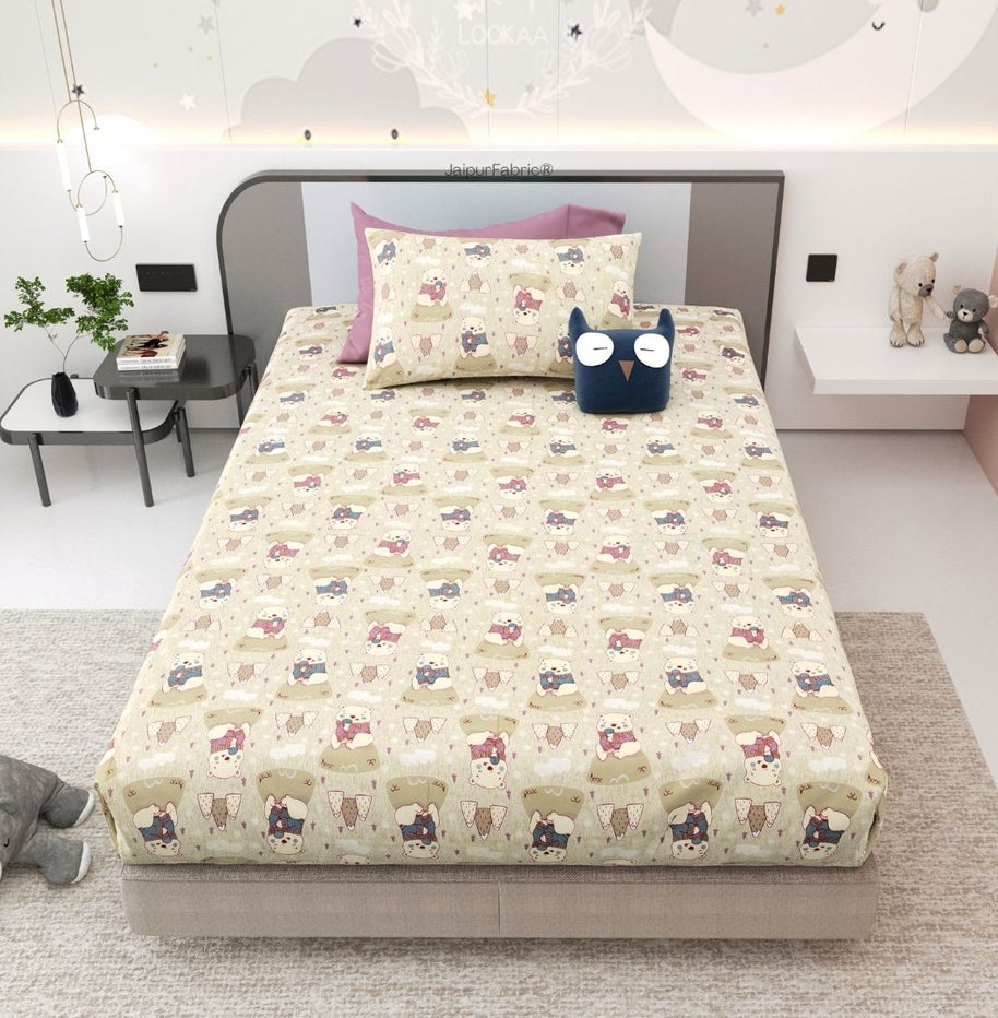 Artist of the Future Light Beige Soft Cotton Kids Bed Sheet