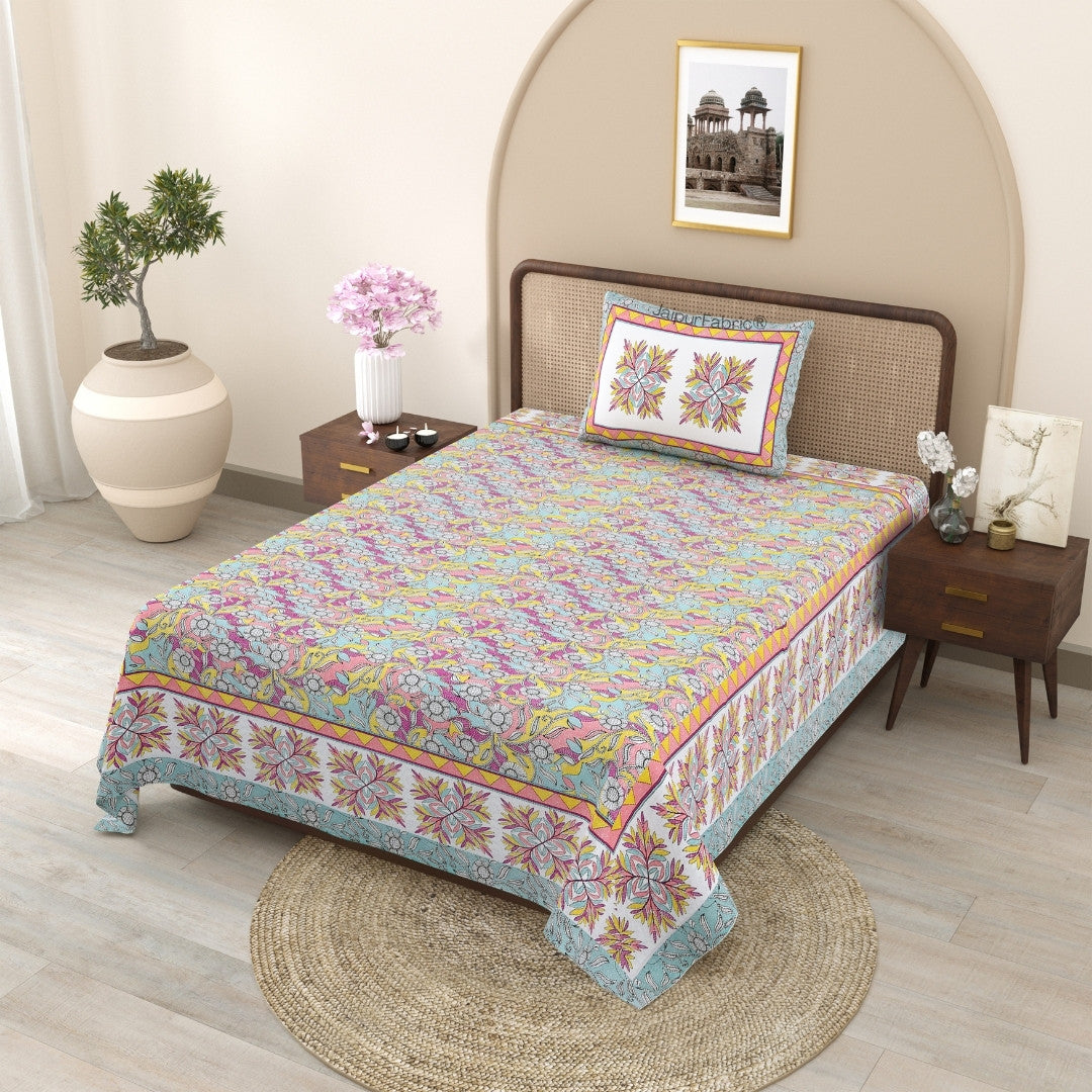 Fresh & Frisky Colourful Pure Cotton Single Bedsheet