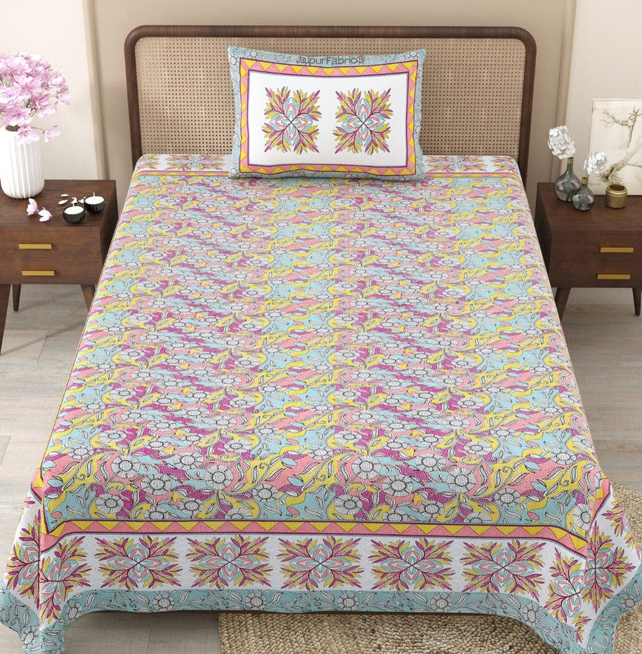 Fresh & Frisky Colourful Pure Cotton Single Bedsheet