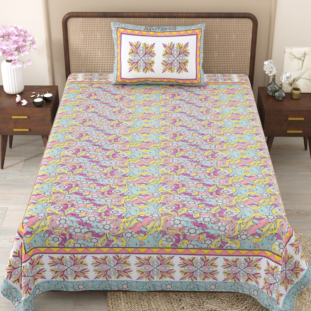 Fresh & Frisky Colourful Pure Cotton Single Bedsheet