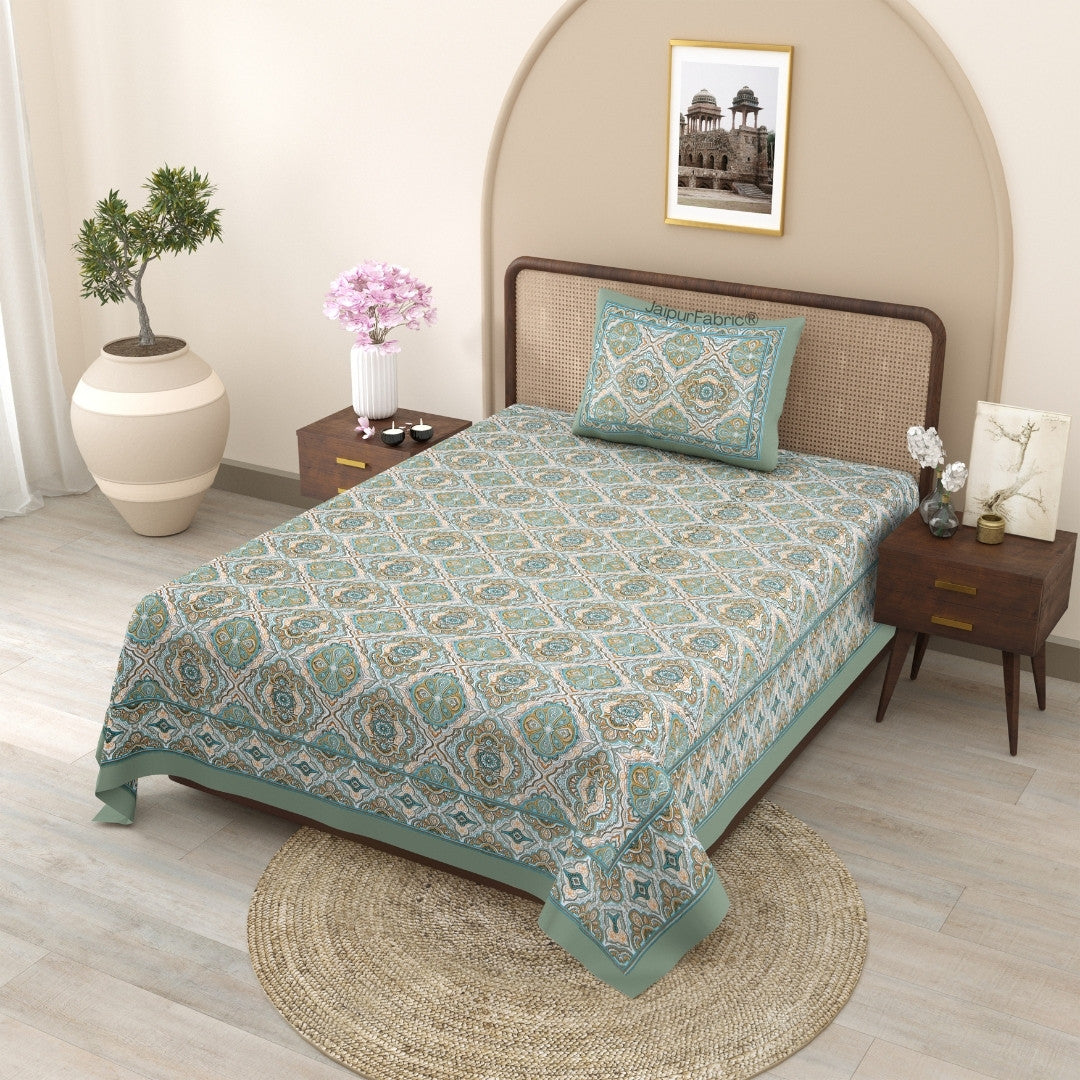 Jade Harmony Sage Green Pure Cotton Single Bedsheet