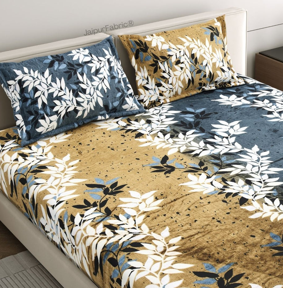 Midnight Gold Vine Super Soft Cozy Winters Woolen Double Bedsheet