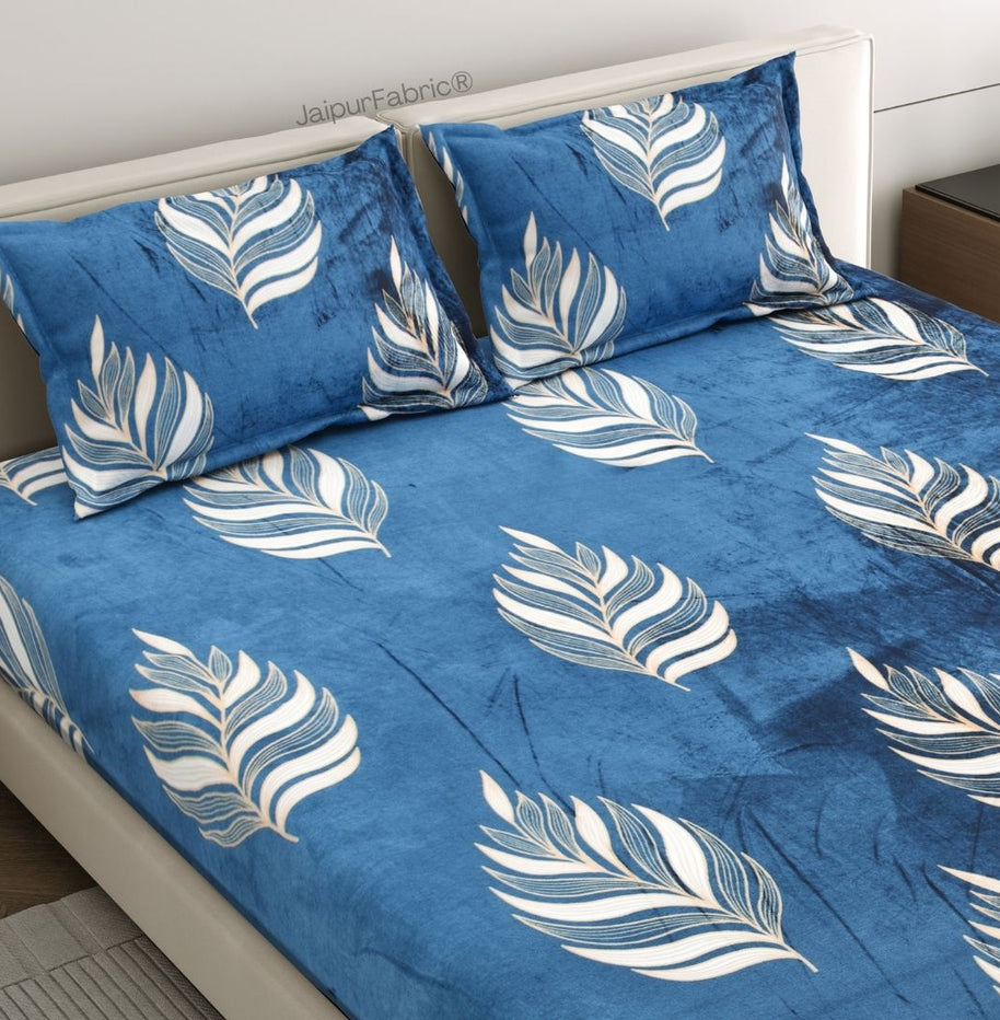 Elegant Feather Pattern Warm Winter Nights Woolen Double Bedsheet