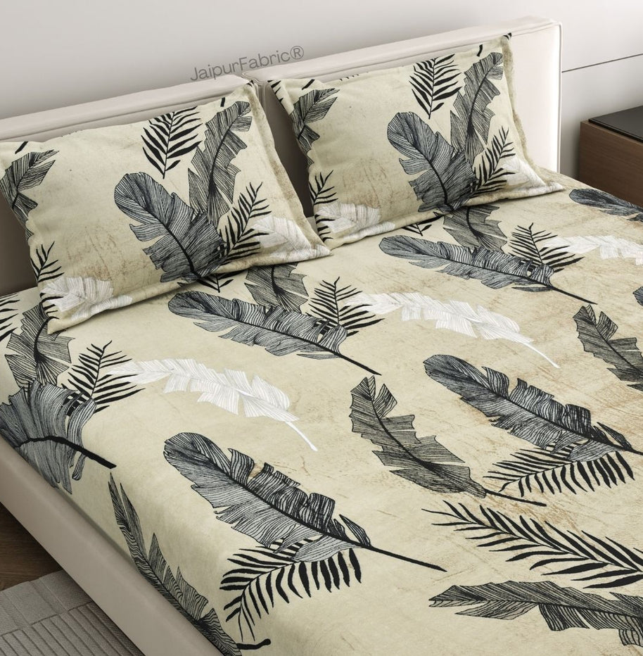 Serene Banana Leaf Print Winter Comfort Woolen Double Bedsheet