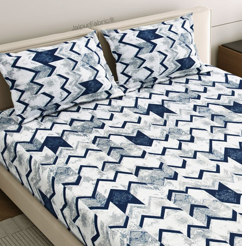 Bold Blue Zigzag Winter Comfort Woolen Double Bedsheet