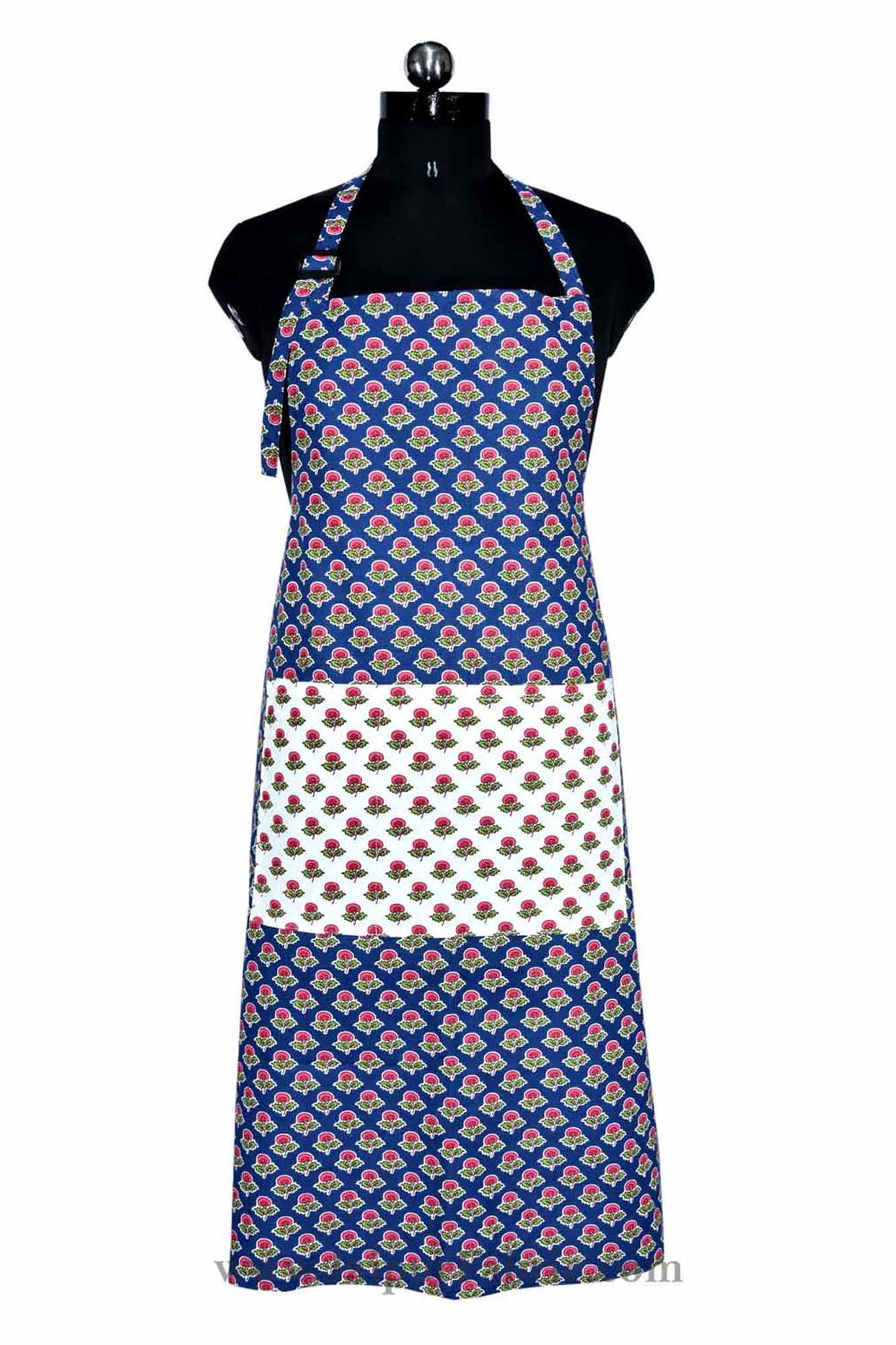 Buti print navy blue apron