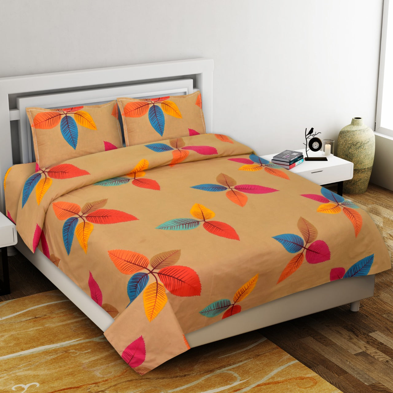 Beauty Petals Premium Poly Cotton Double Bedsheet