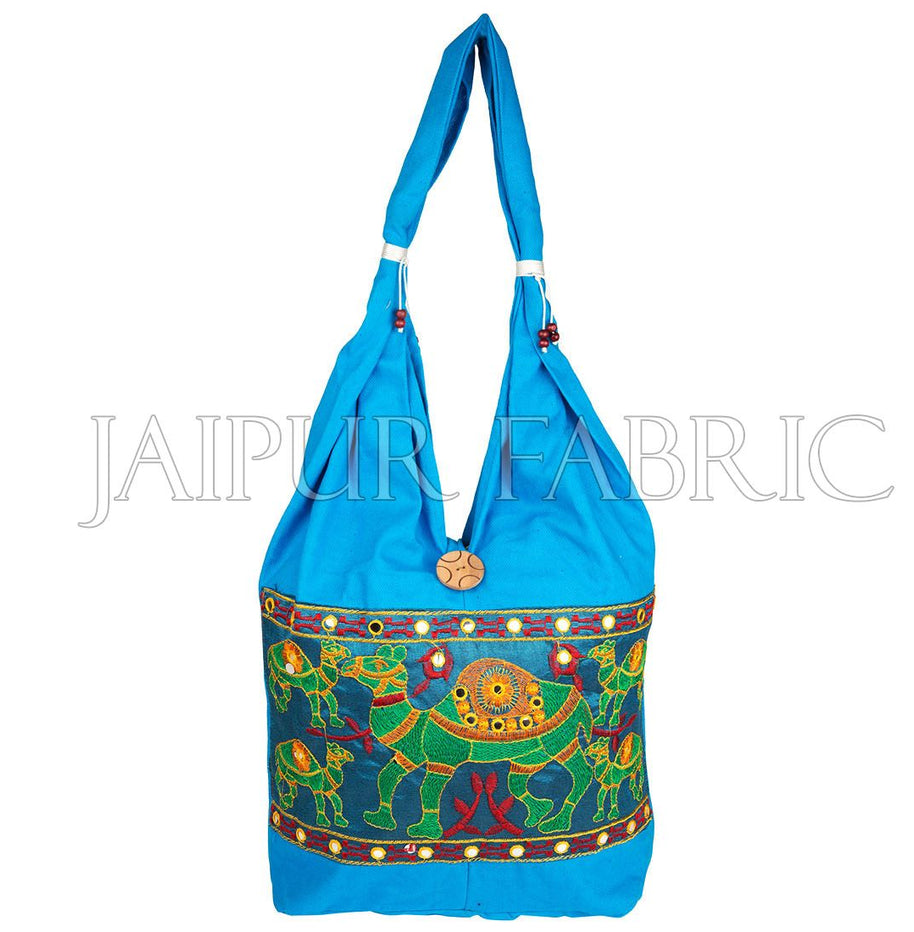 Blue Camel Embroidered Hand Bag