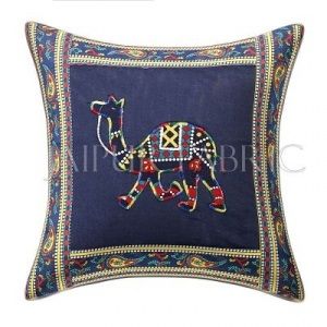 Blue Camel Design Patchwork & Applique Cushion Cover