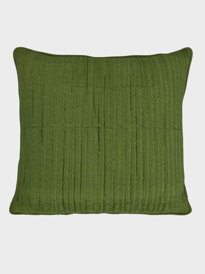 Green Quilted Cotton Cushion Cover