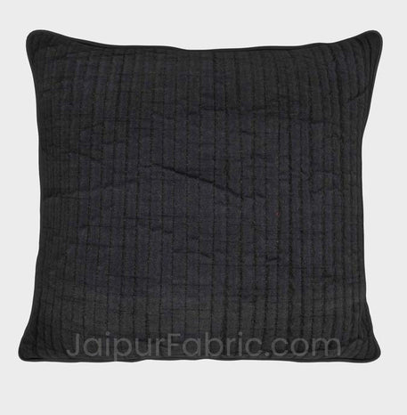 Black Quilted Cotton Cushion Cover