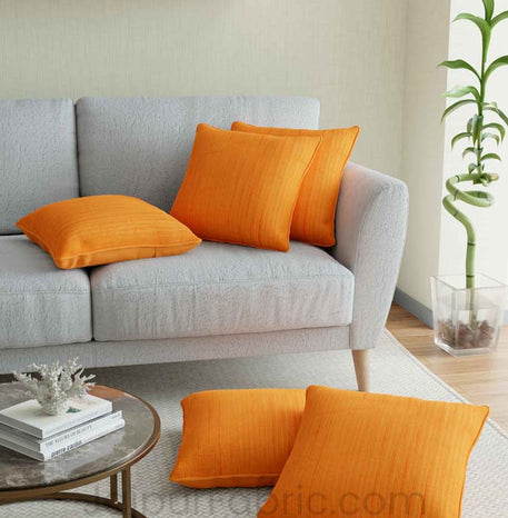 Orange Quilted Cotton Cushion Cover