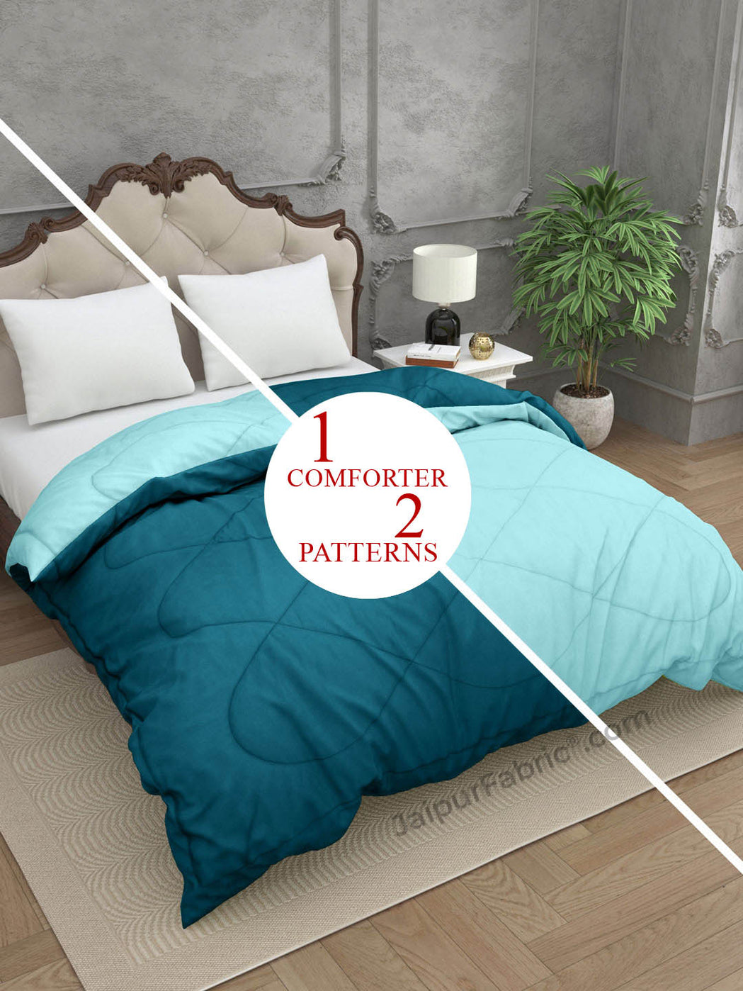 Teal Blue-Ocean Blue Double Bed Comforter