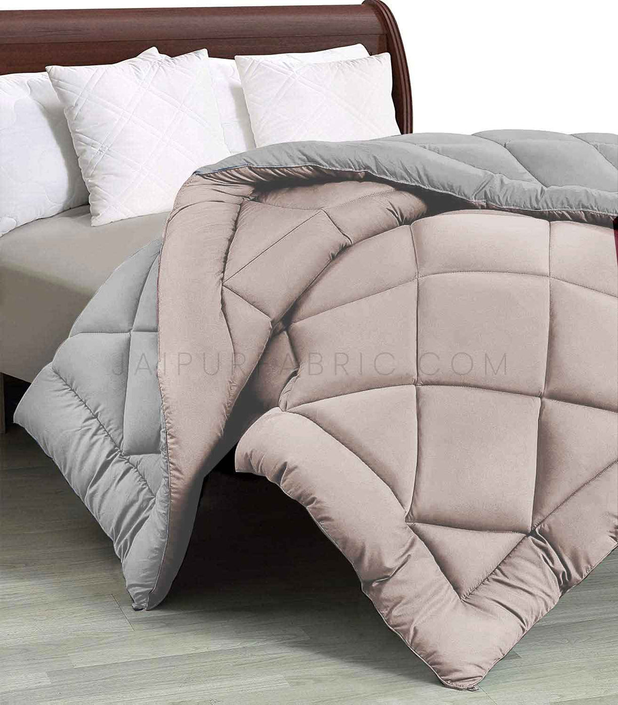 Beige Grey Double Bed Comforter