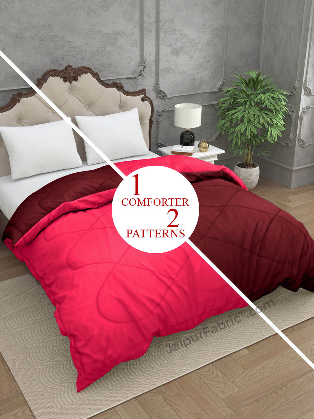 Pink-Maroon Double Bed Comforter