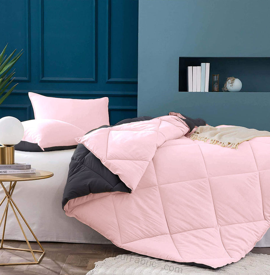 Pale Pink & Dark Grey Double Bed Comforter