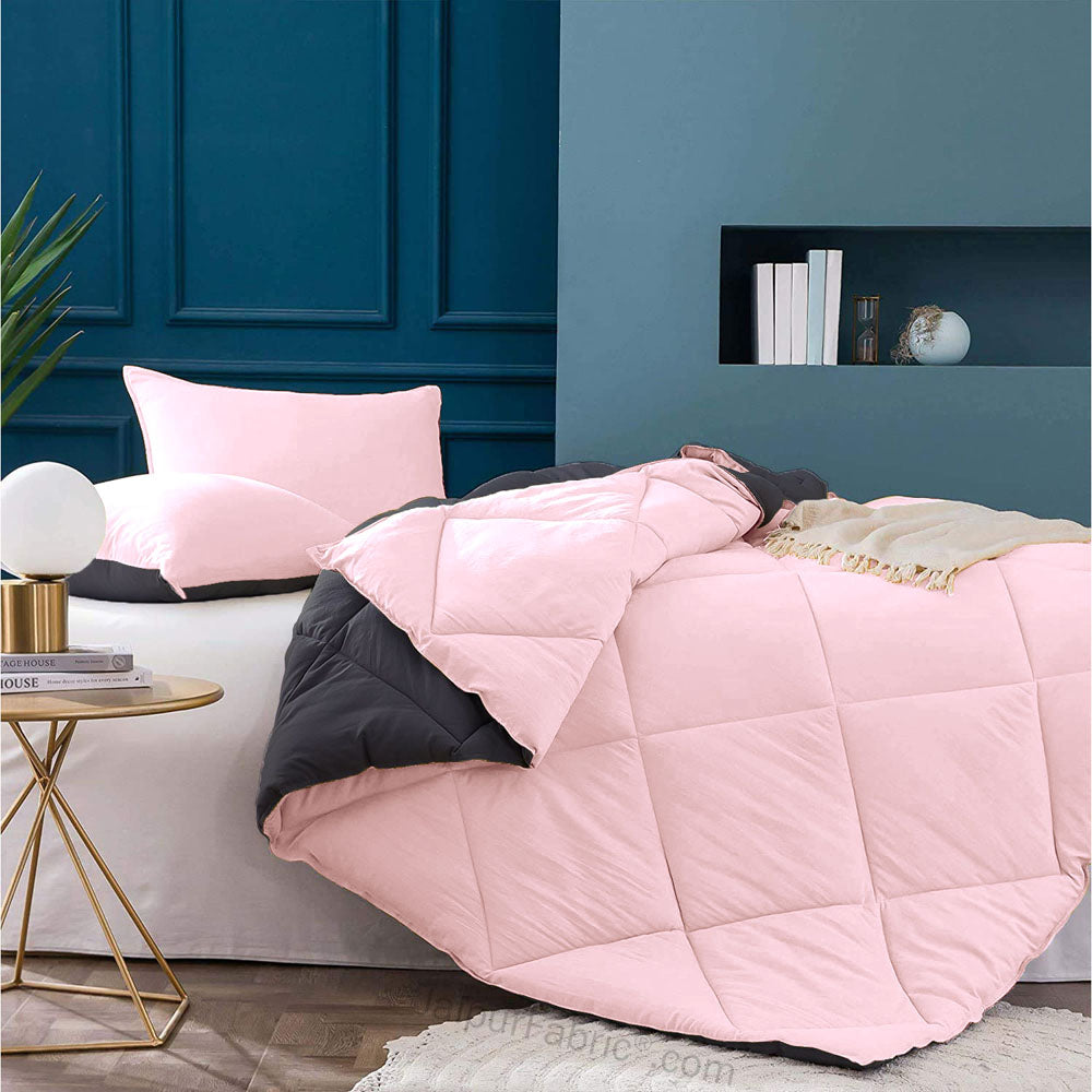 Pale Pink & Dark Grey Double Bed Comforter