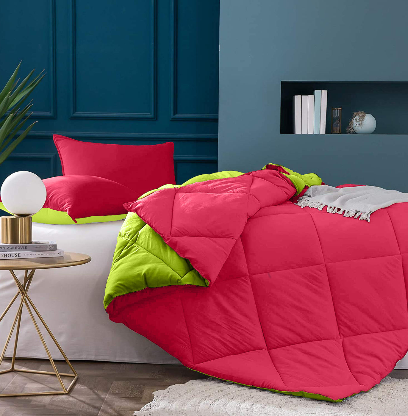 Red-Lemon Green  Double Bed Comforter