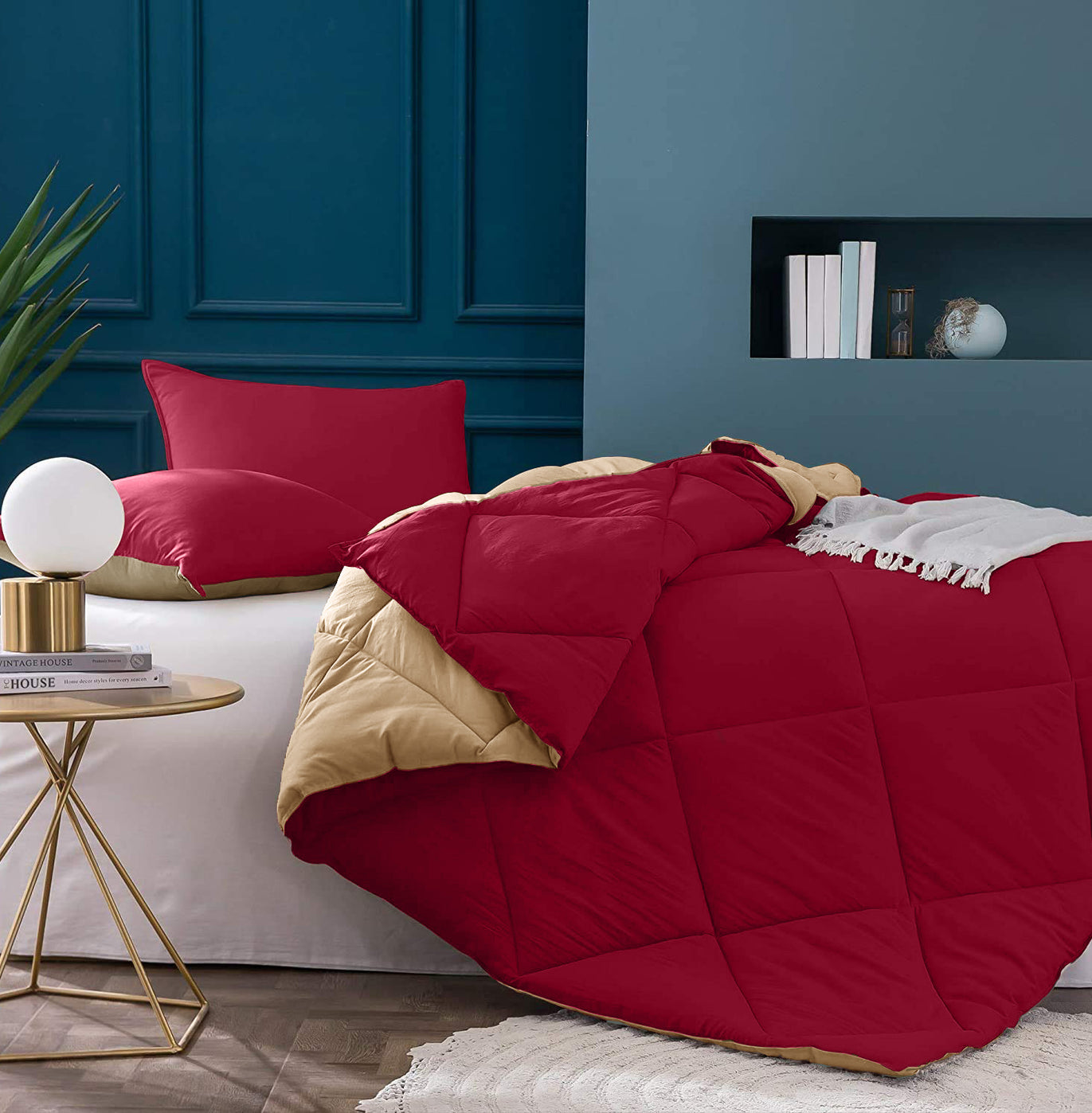 Red-Off White  Double Bed Comforter