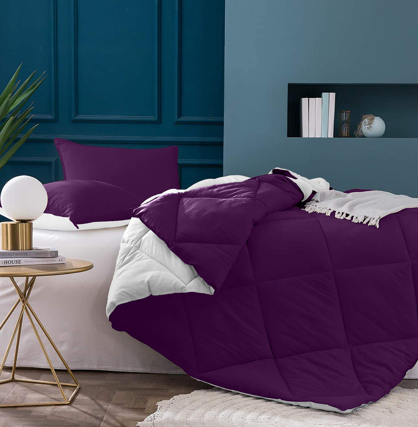 Purple Light Grey Double Bed Comforter