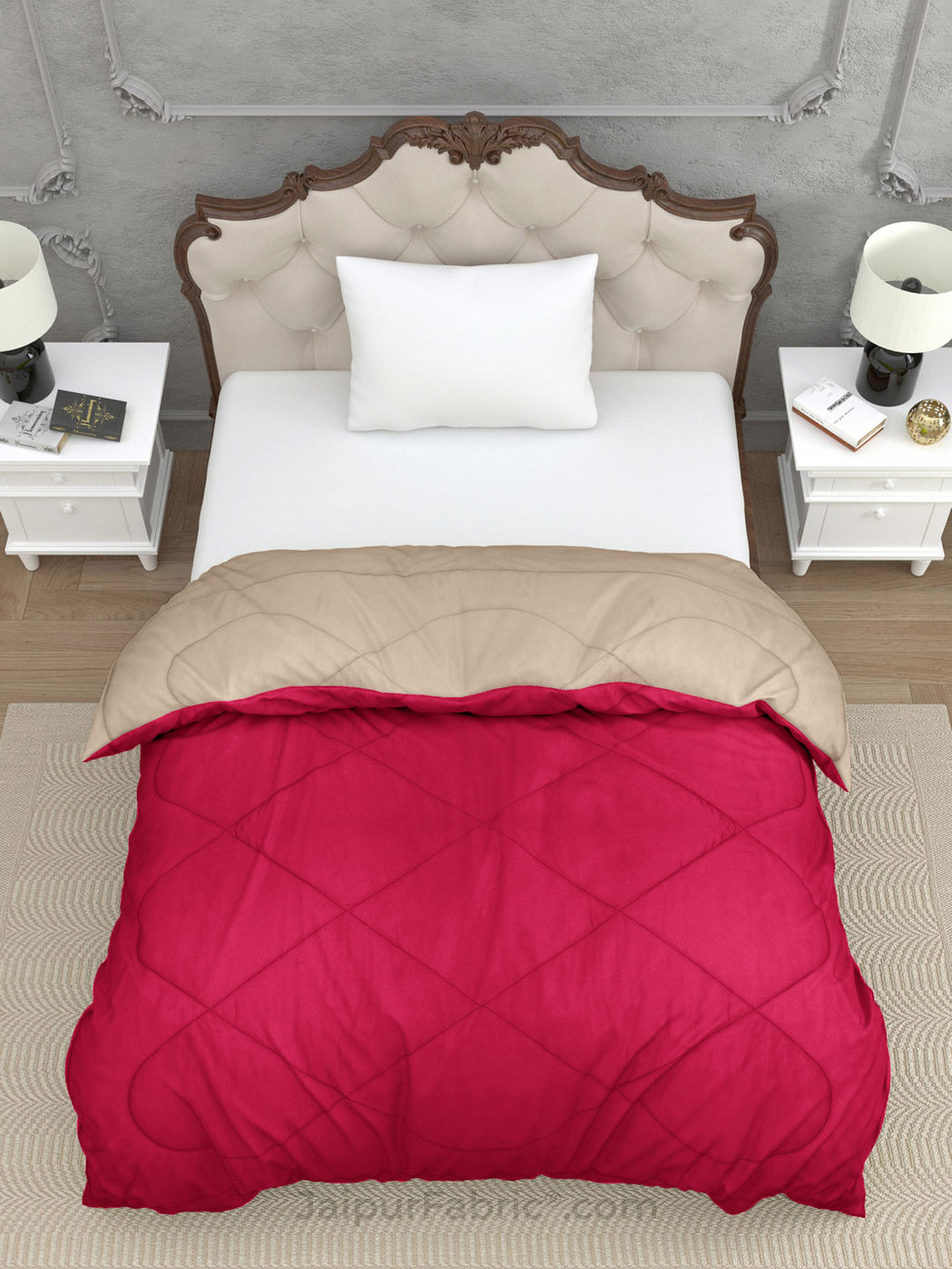 Smoke White Dark Pink Single Bed Comforter