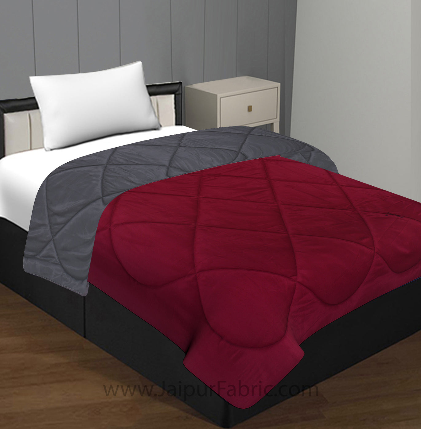 Maroon Dark Grey Single Bed Comforter