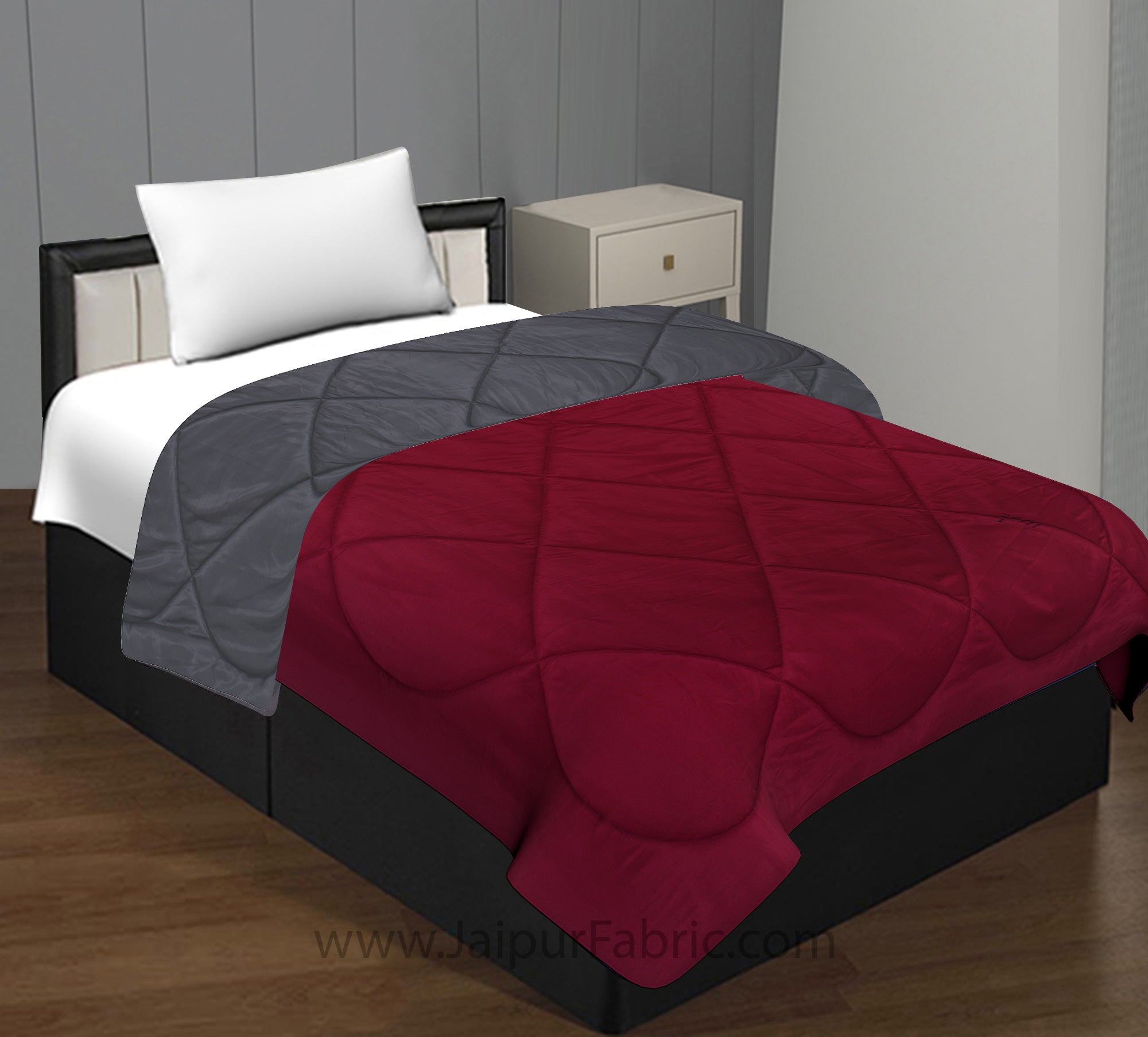 Maroon Dark Grey Single Bed Comforter