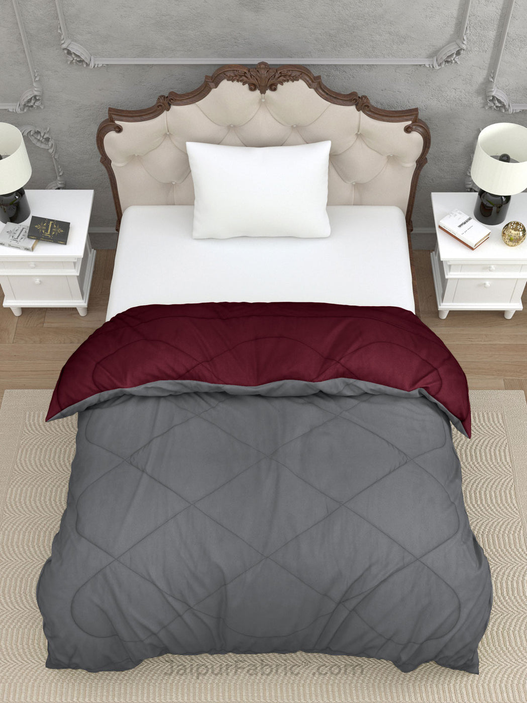 Dark Grey Maroon Single Bed Comforter