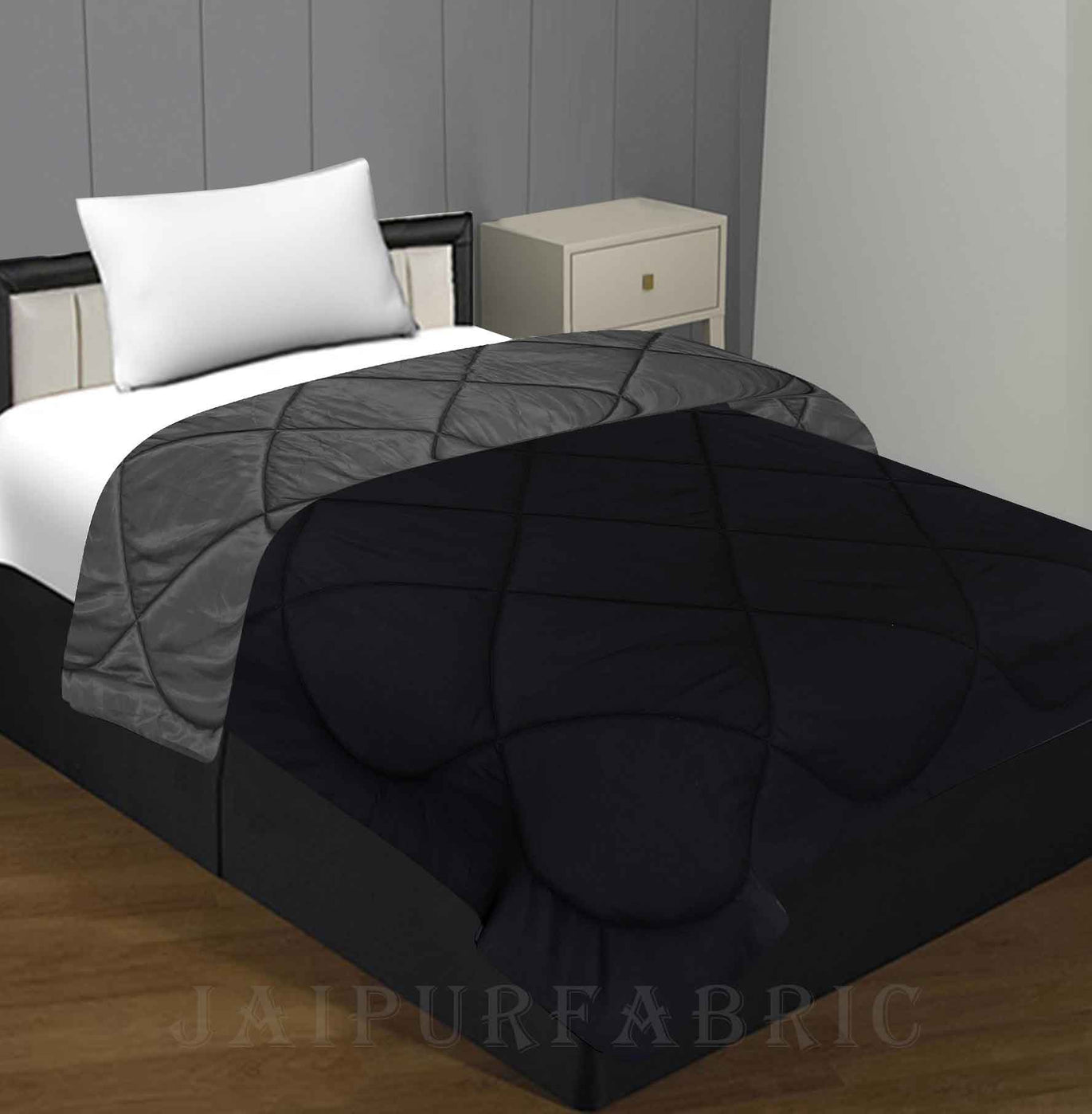 Black Dark Grey Single Bed Comforter