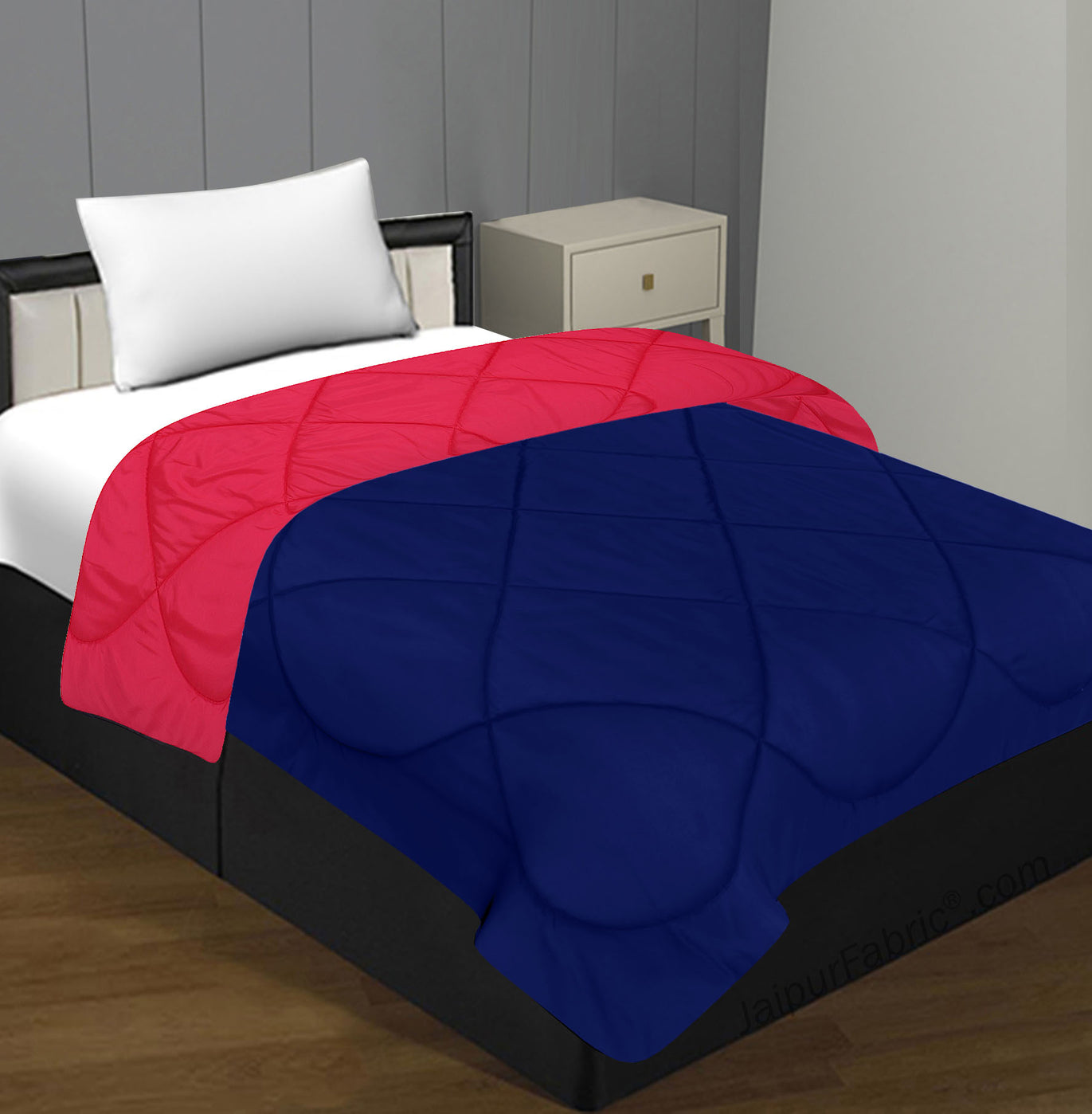 Dark Pink Navy Blue Single Bed Comforter