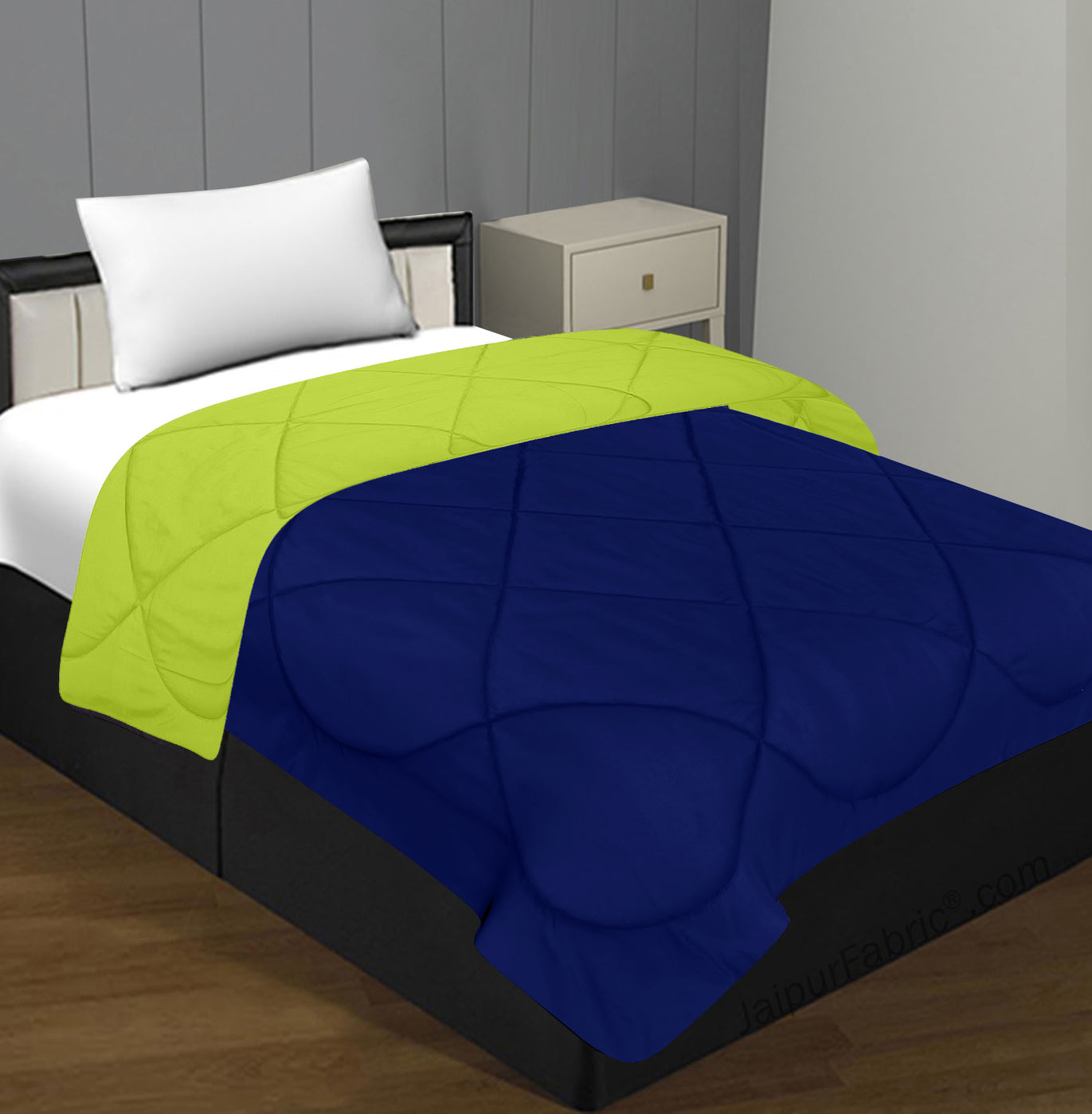 Navy Blue Parrot Green Single Bed Comforter