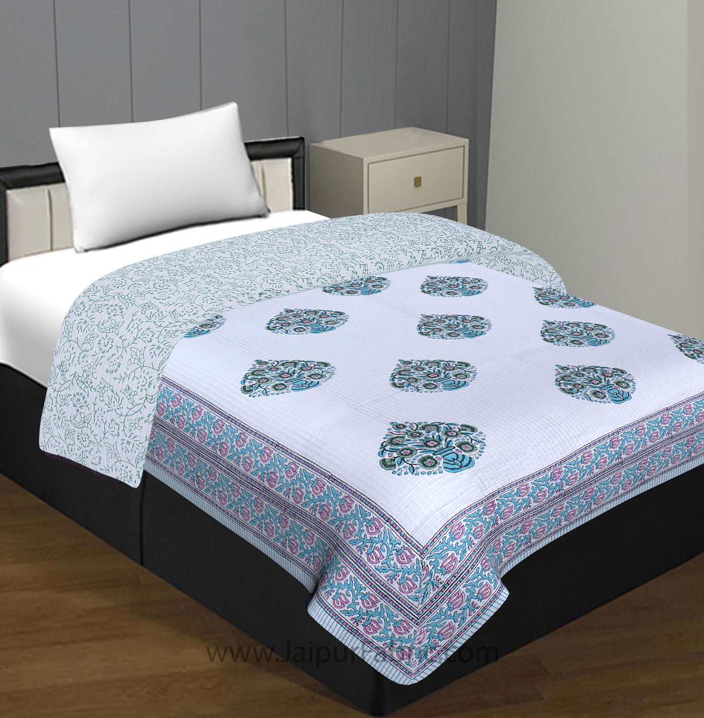 Cultural Hand Block Single Bed Comforter