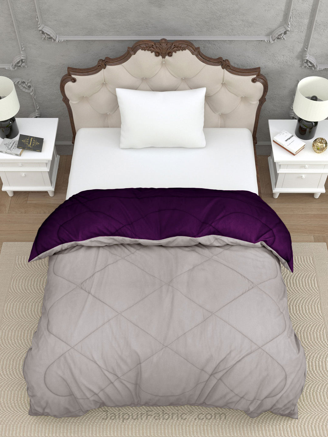 Light Grey Purple Single Bed Comforter