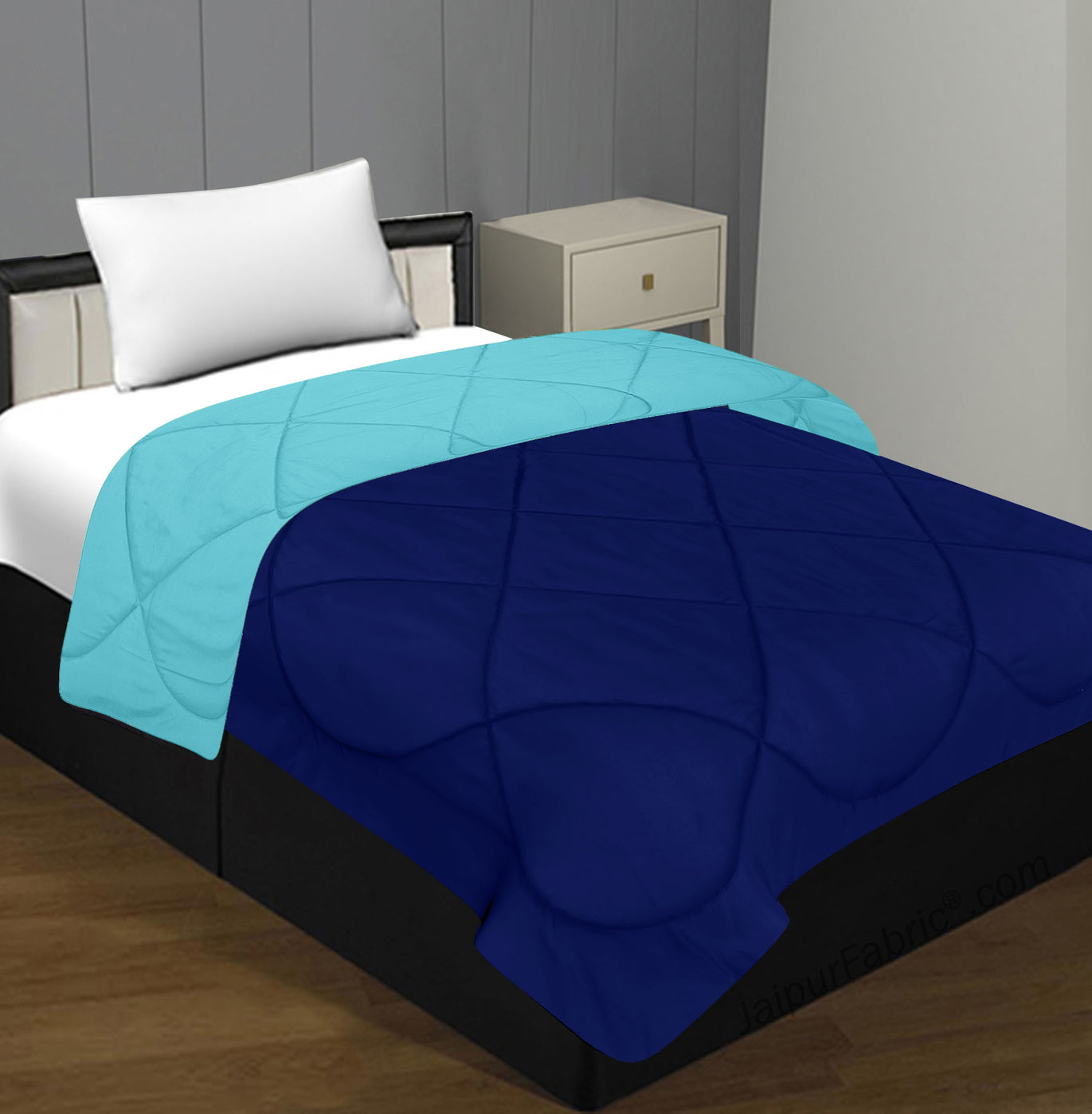 Navy Blue- Aqua Green Single Bed Comforter