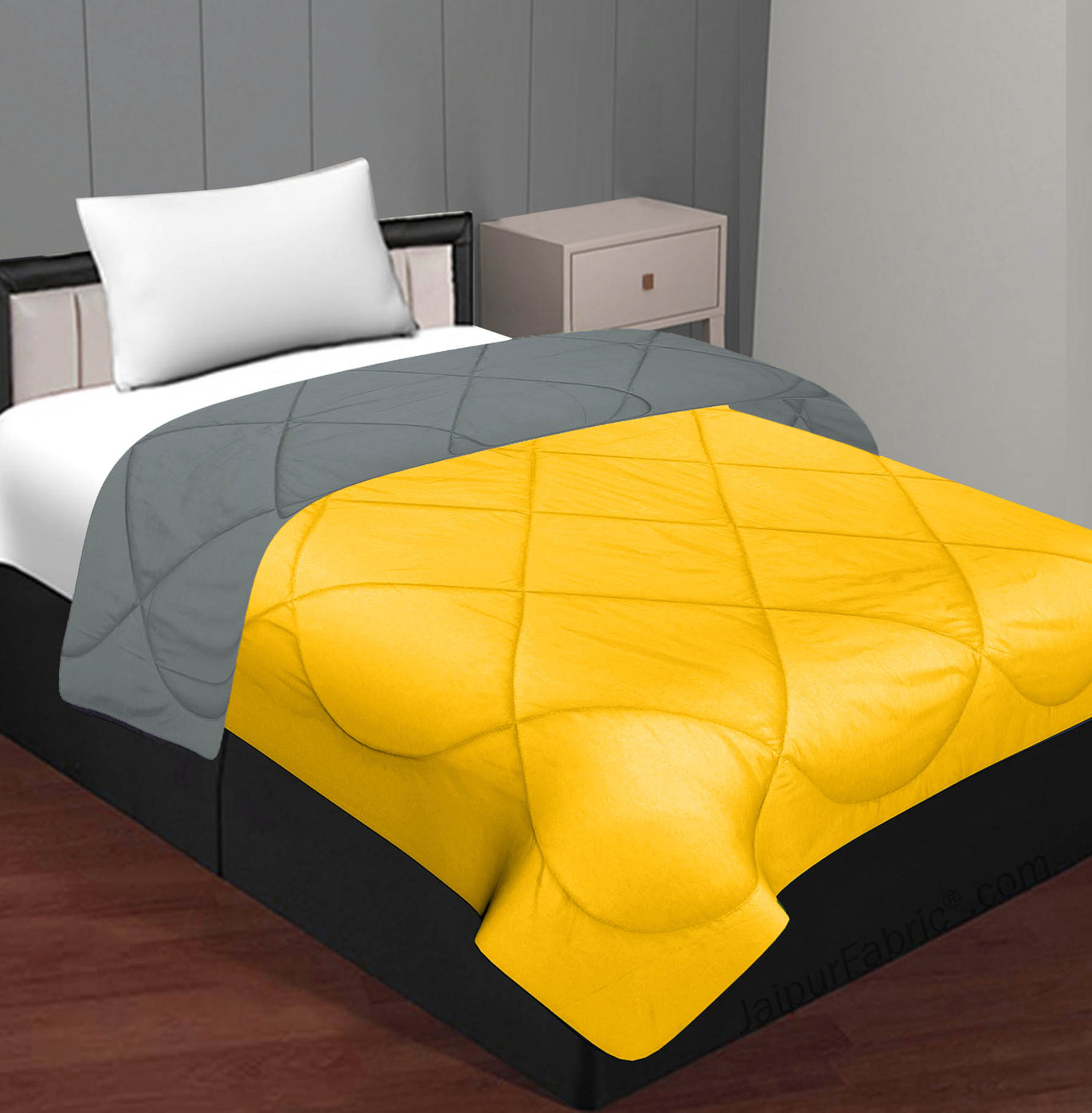 Mango Yellow Light Grey Single Bed Comforter