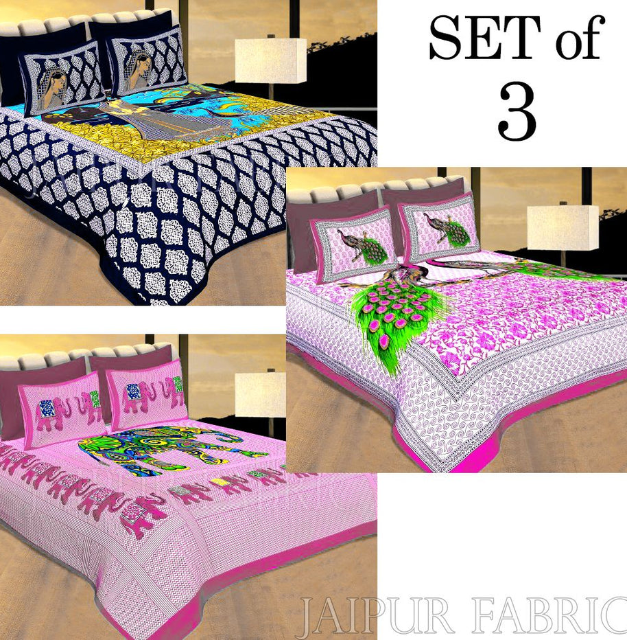 COMBO25 - Set of 3 Double Bedsheets