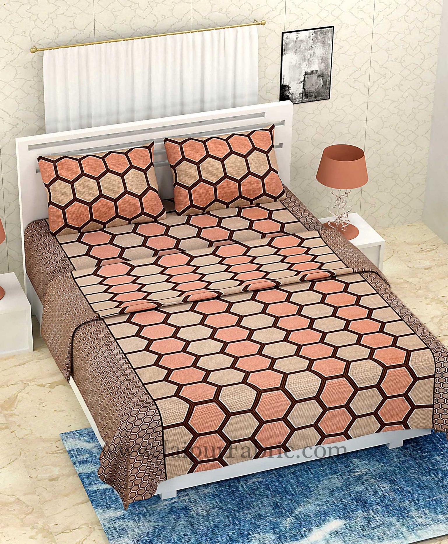 COMBO329 HONEYCOMB BEDSHEET + COMFORTER SET