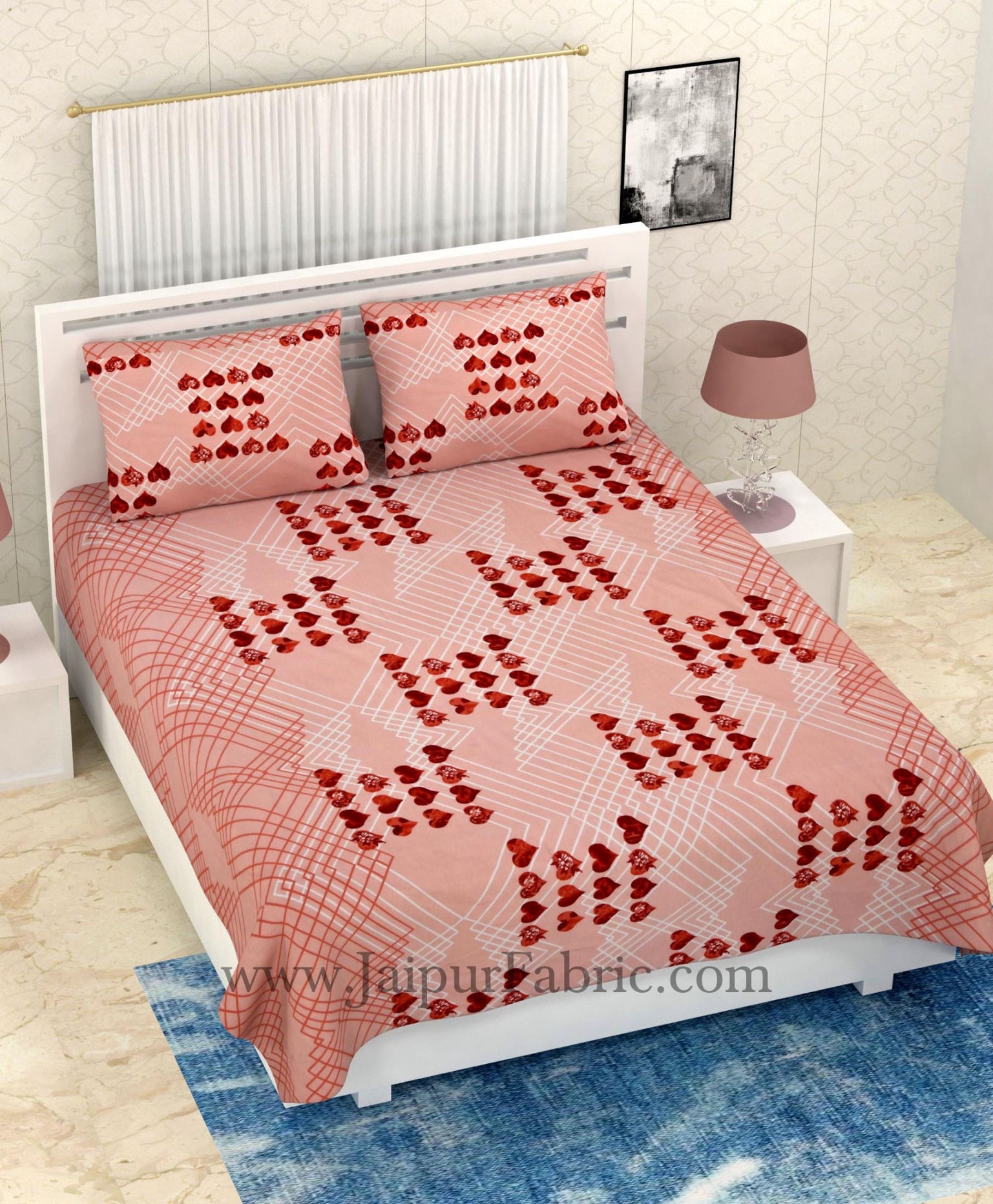 COMBO345 BROWN HEART BEDSHEET + COMFORTER SET