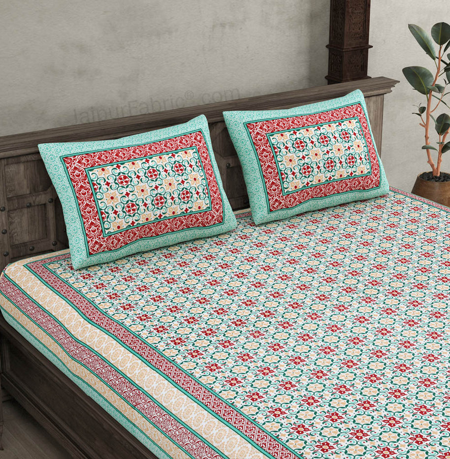 Catchy Canvas Green Double Bedsheet