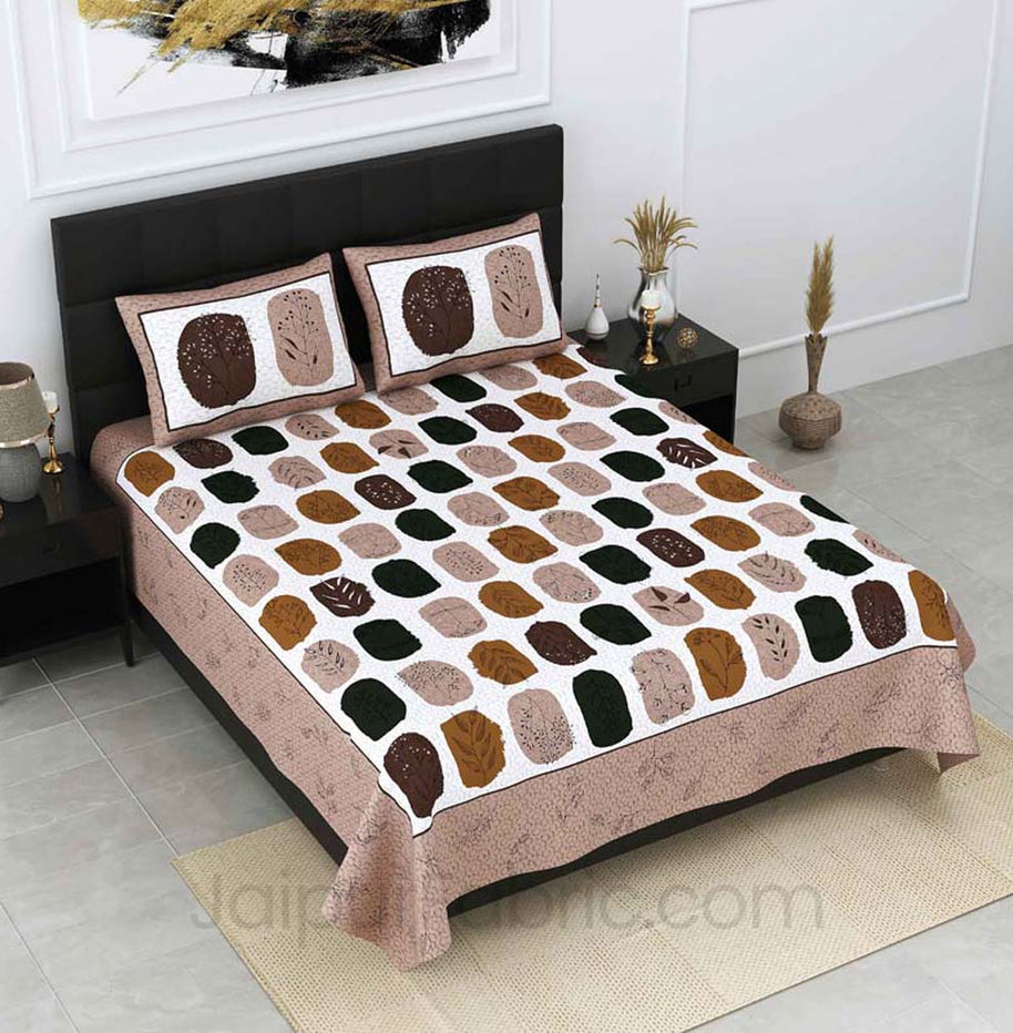 fossil tree print brown double bedsheet