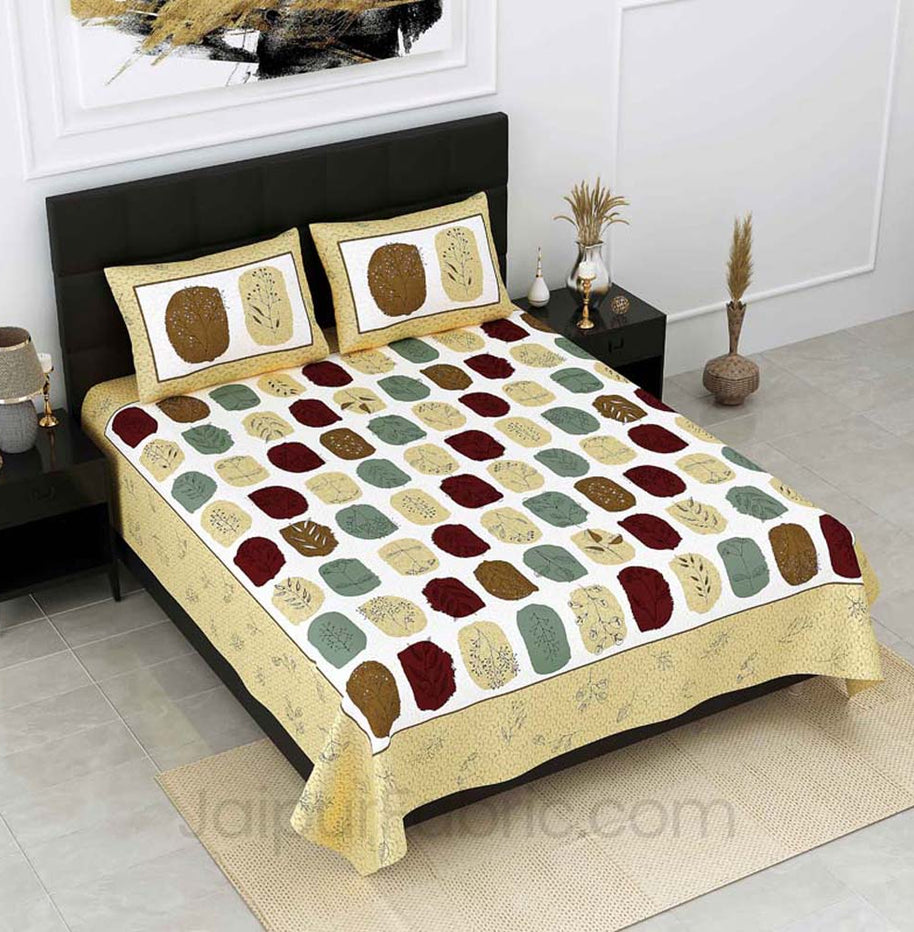 fossil tree print yellow double bedsheet