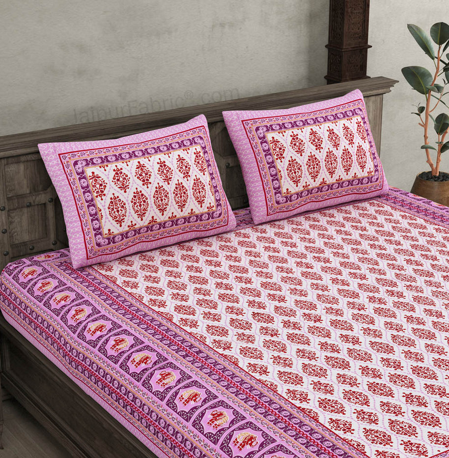 Welcom Tyohaar Pink Double Bedsheet