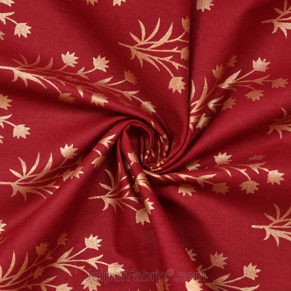 Patola Gold Royal Maroon Sparkle Festive Cotton BedSheet