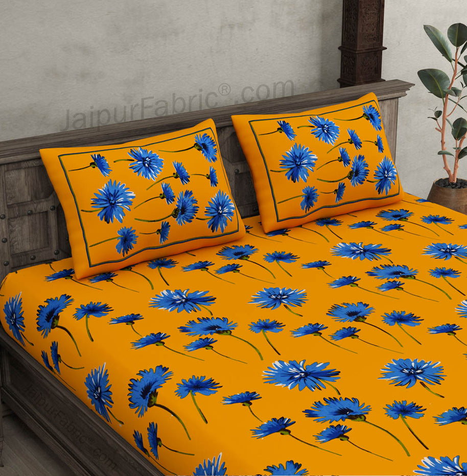 Sun Flower Double Bedsheet Yellow Color With 2 Pillow covers