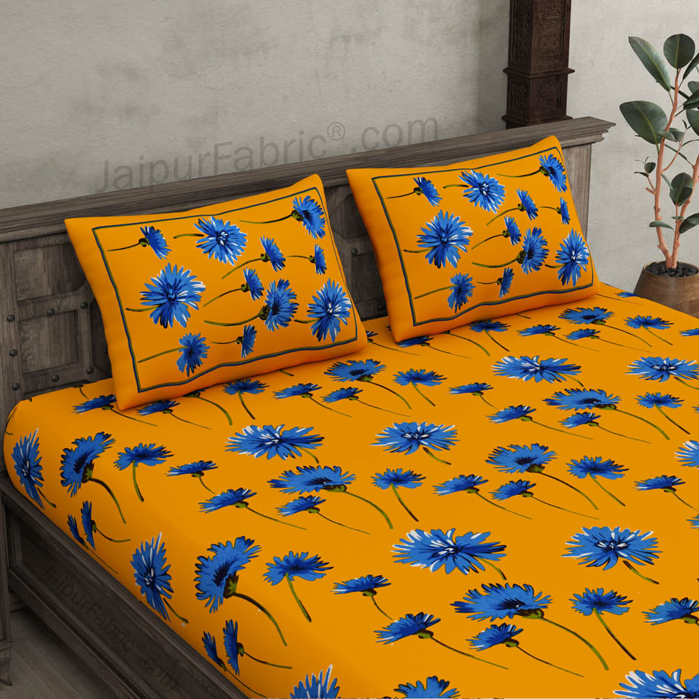 Sun Flower Double Bedsheet Yellow Color With 2 Pillow covers