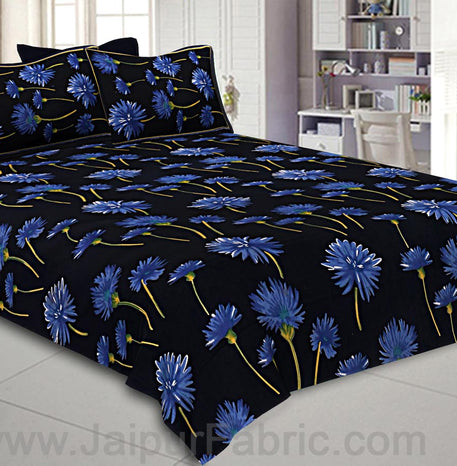 Sun Flower Double Bedsheet Black Color With 2 Pillow covers