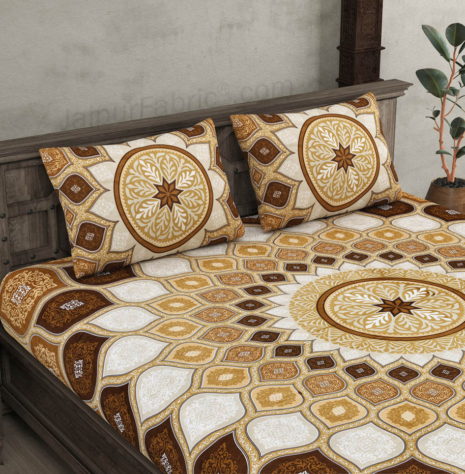 Sacred Shells Brown Cotton Double Bedsheet