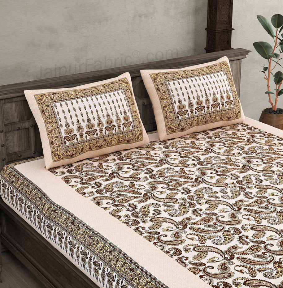 Forever Loved Brown Cotton Double Bedsheet